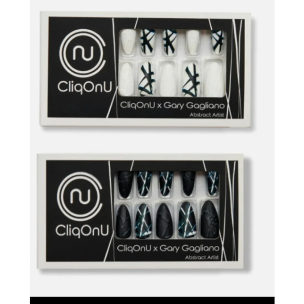 Designer Nails High Quality Black White Gary Gagliani Stiletto Press On Nail Kit
